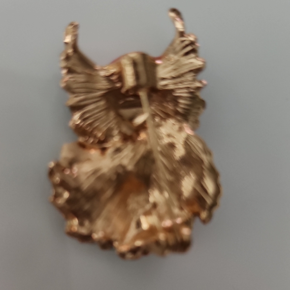 Vibrant Orange and Blue Owl Brooch - Picture 2 of 3